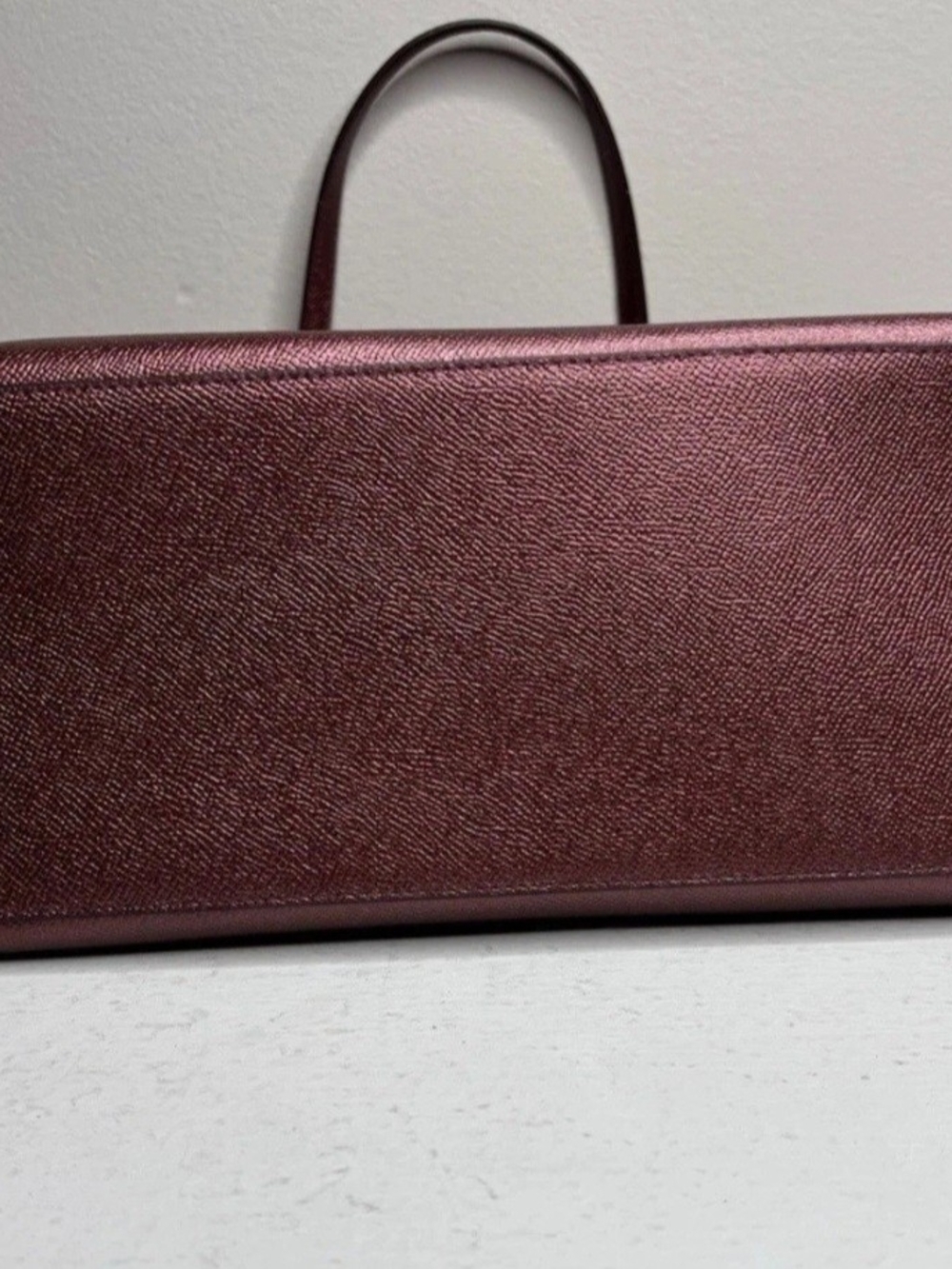 Coach Metallic Burgundy Leather Shoulder Tote - Picture 4 of 5
